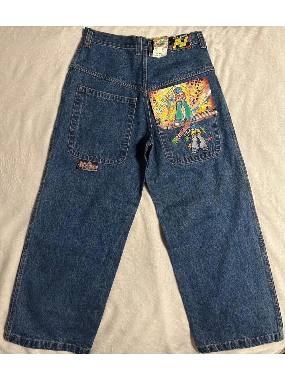 Vintage Y2K Pachinno Wide Leg Baggy Jeans Deadstock NEW W Tags 32x29 JNCO Style